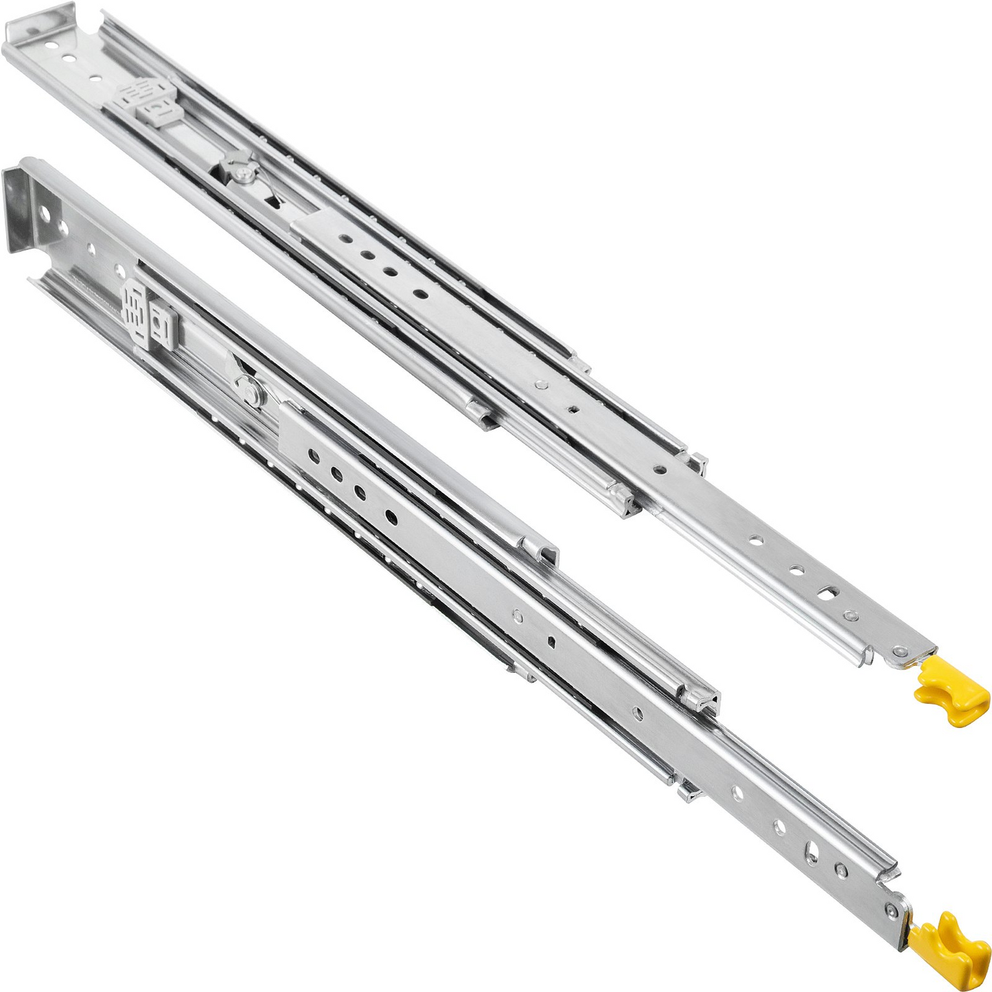 VEVOR Drawer Slides with Lock, 1 Pair 48 inch, Heavy-Duty Industrial Steel up to 500 lbs Capacity, 3-Fold Full Extension, Ball Bearing Lock-in & Lock-Out, Side Mount