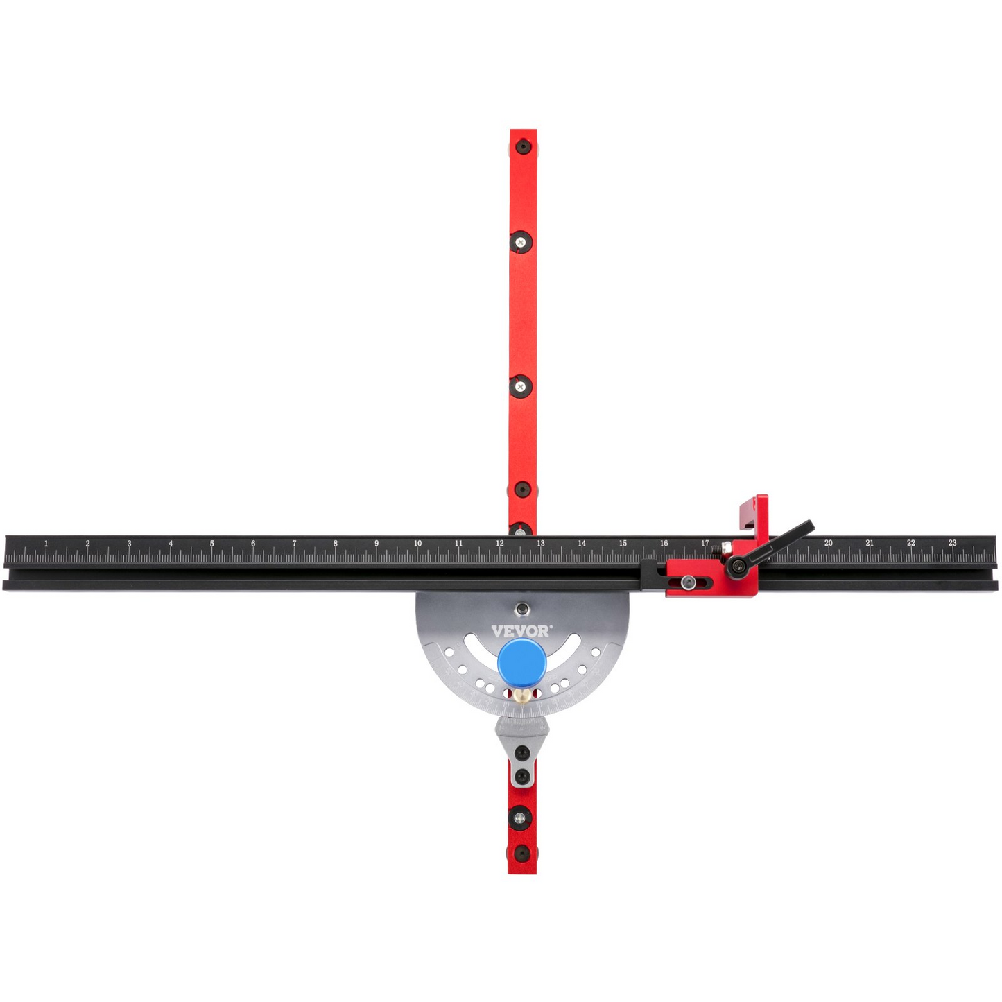 VEVOR Precision Miter Gauge, 18" Aluminum Table Saw Miter Gauge w/ 60 Degree Angled Ends for Max. Stock Support and a Repetitive Cut Flip Stop, Miter Saw Fence w/Laser Marking Scale