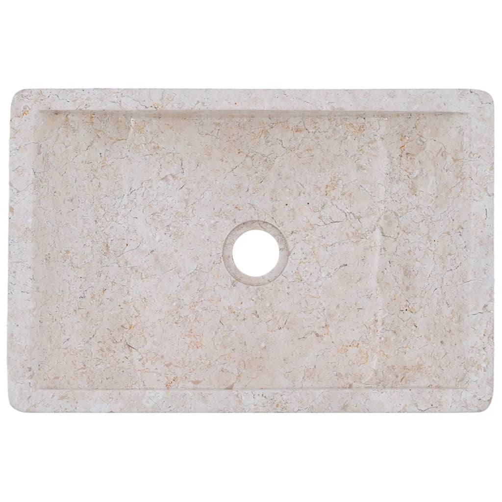 vidaXL Sink 17.7"x11.8"x4.7" Marble High Gloss Cream