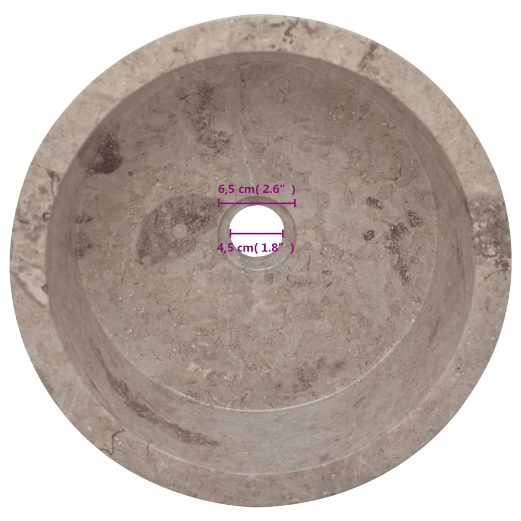 vidaXL Sink Gray Ø15.7"x5.9" Marble