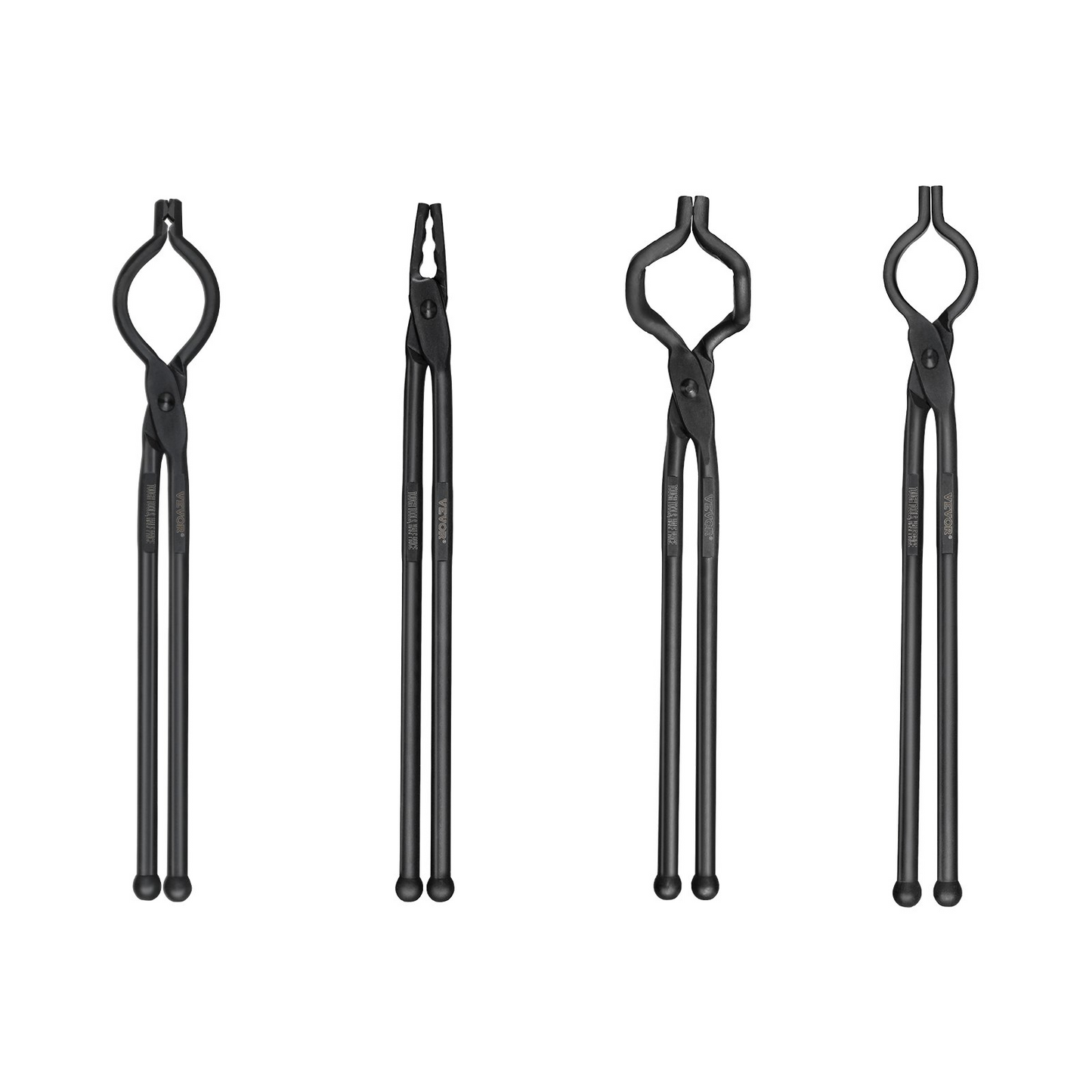 VEVOR Blacksmith Tongs, 18” 4 PCS, V-Bit Bolt Tongs, Wolf Jaw Tongs, Z V-Bit Tongs and Gripping Tongs, Carbon Steel Forge Tongs with A3 Steel Rivets, for Beginner and Seasoned Blacksmiths, Bladesmiths