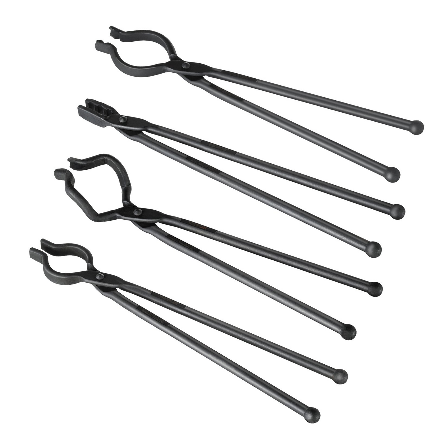 VEVOR Blacksmith Tongs, 18” 4 PCS, V-Bit Bolt Tongs, Wolf Jaw Tongs, Z V-Bit Tongs and Gripping Tongs, Carbon Steel Forge Tongs with A3 Steel Rivets, for Beginner and Seasoned Blacksmiths, Bladesmiths