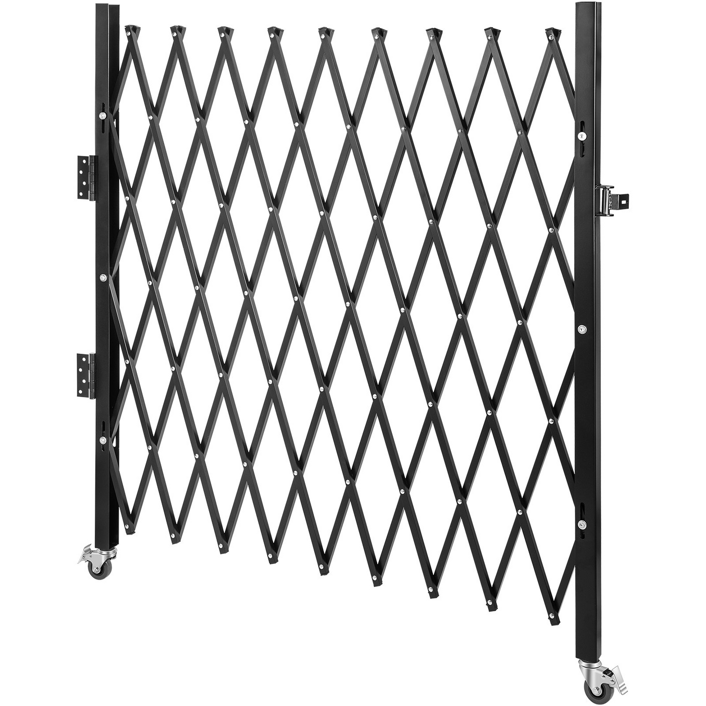 VEVOR Single Folding Security Gate, 7.1' H x 7.1' W （85 x 85 inch）Folding Door Gate, Steel Accordion Security Gate, Flexible Expanding Security Gate, 360° Rolling Barricade Gate, Scissor Gate/Door with Padlock