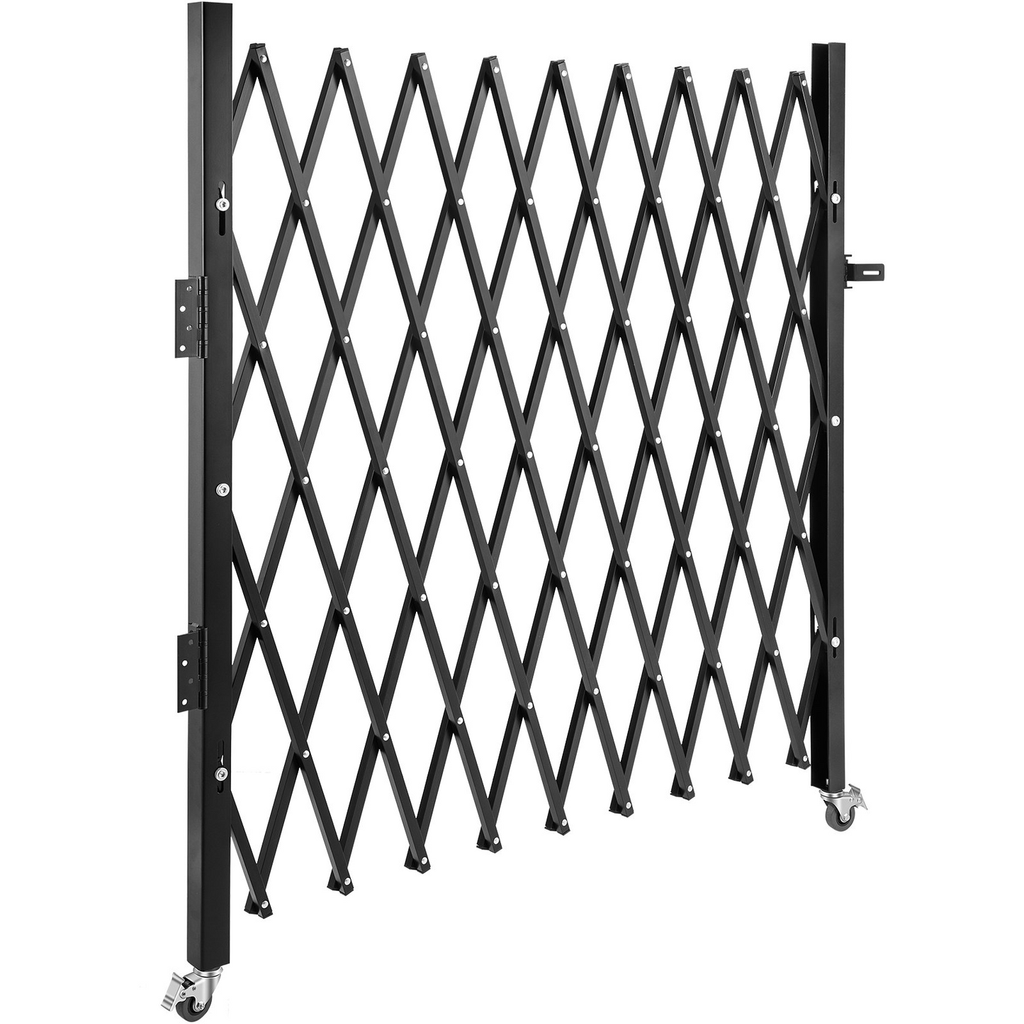 VEVOR Single Folding Security Gate, 7.1' H x 7.1' W （85 x 85 inch）Folding Door Gate, Steel Accordion Security Gate, Flexible Expanding Security Gate, 360° Rolling Barricade Gate, Scissor Gate/Door with Padlock