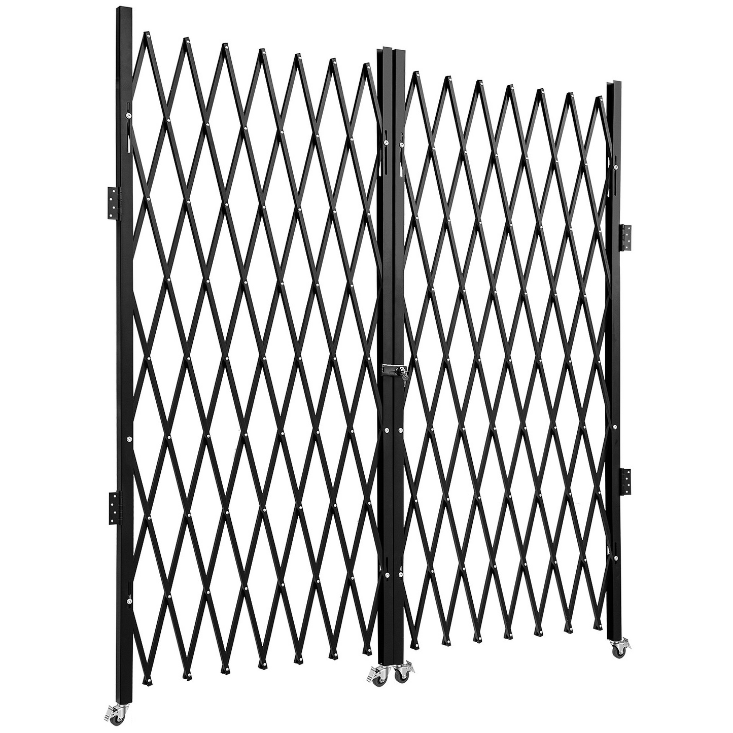 VEVOR Double Folding Security Gate, 7.1' H x 12.5' W Folding Door Gate, Steel Accordion Security Gate, Flexible Expanding Security Gate, 360° Rolling Barricade Gate, Scissor Gate or Door with Keys