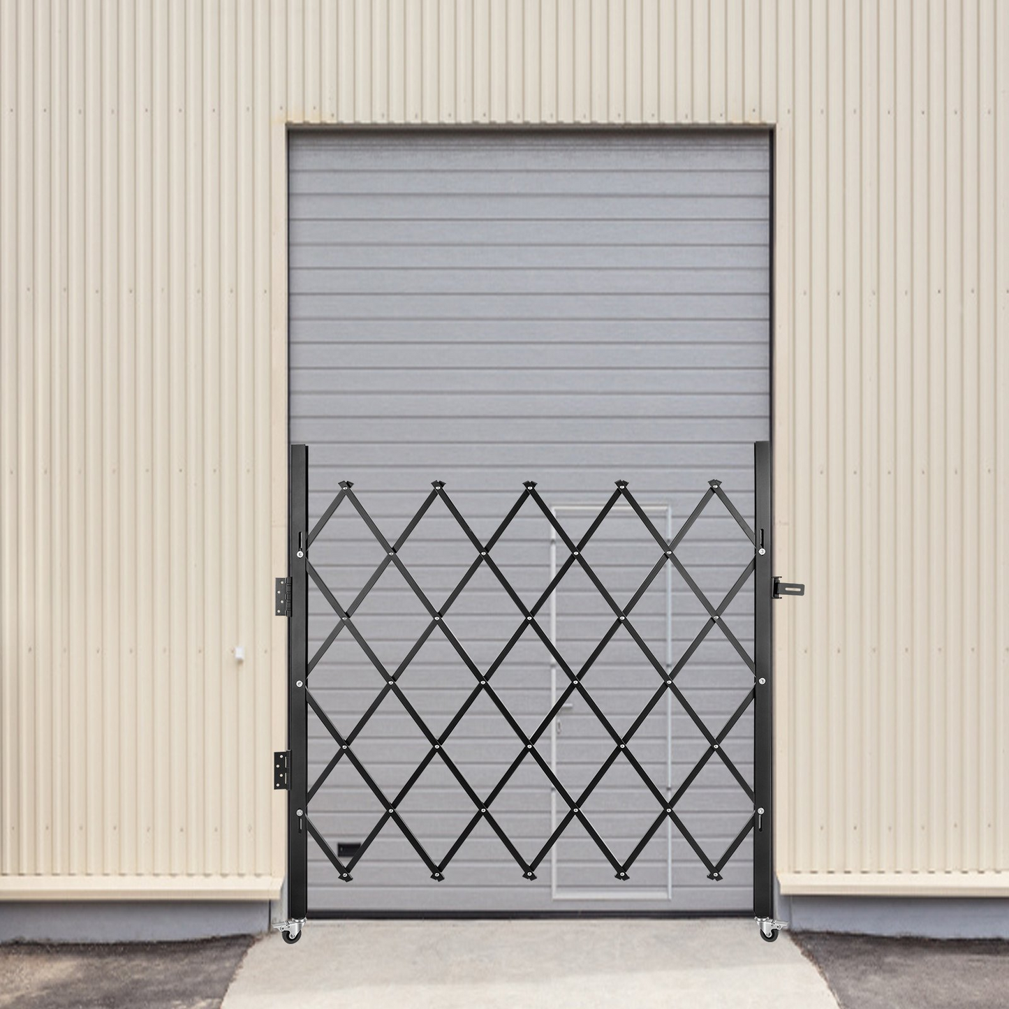 VEVOR Single Folding Security Gate, 5.1'H x 5.9'W （61 x 71 inch）Folding Door Gate, Steel Accordion Security Gate, Flexible Expanding Security Gate, 360° Rolling Barricade Gate, Scissor Gate/Door with Padlock