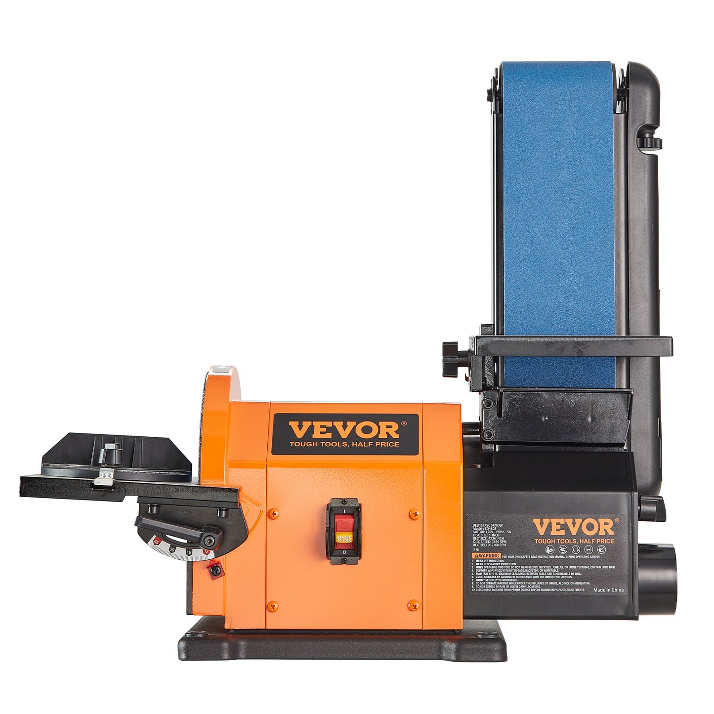 VEVOR Professional Belt Sander, 6" Disc Sander and 4 x 36 in. Belt Sander with 5A Induction Motor Cast Aluminum Worktable for Woodworking, Metalworking