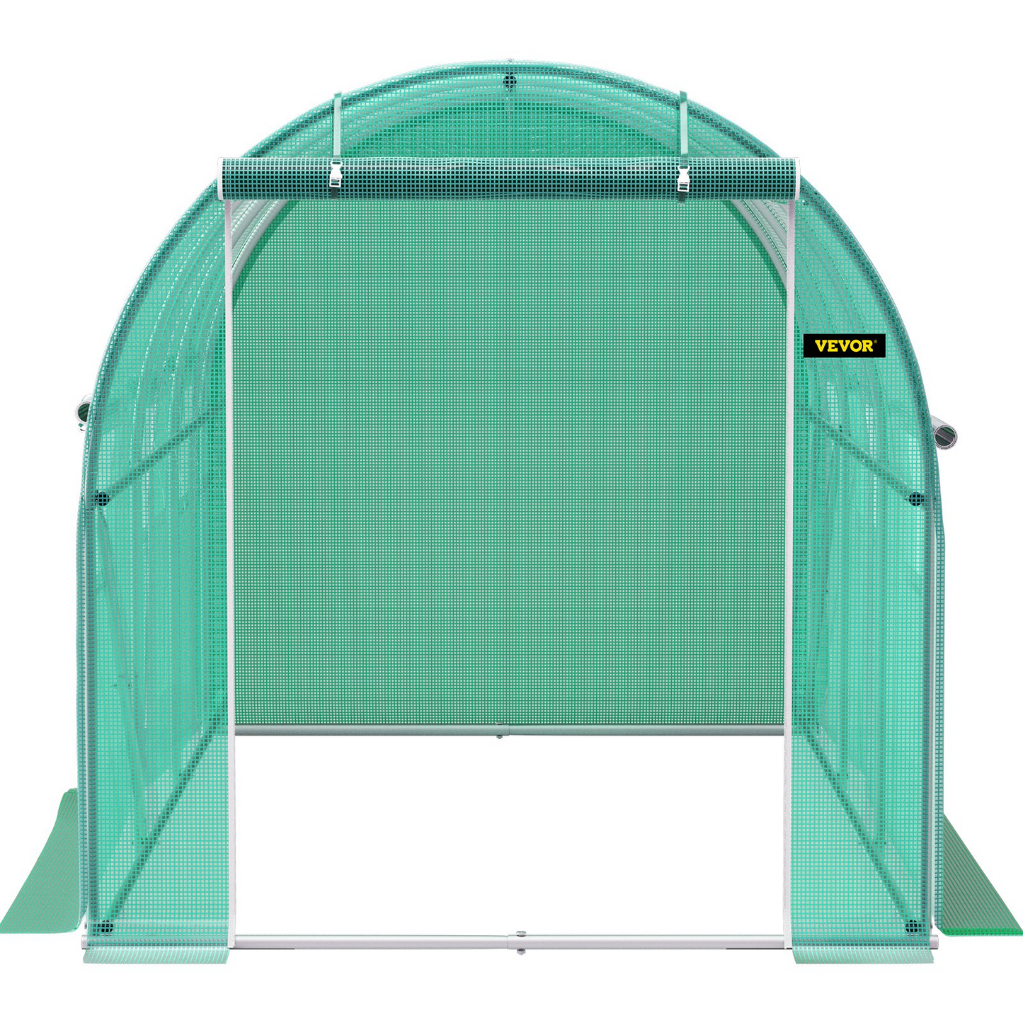 VEVOR Walk-in Tunnel Greenhouse, 12 x 7 x 7 ft Portable Plant Hot House w/ Galvanized Steel Hoops, 1 Top Beam, Diagonal Poles, Zippered Door & 6 Roll-up Windows, Green