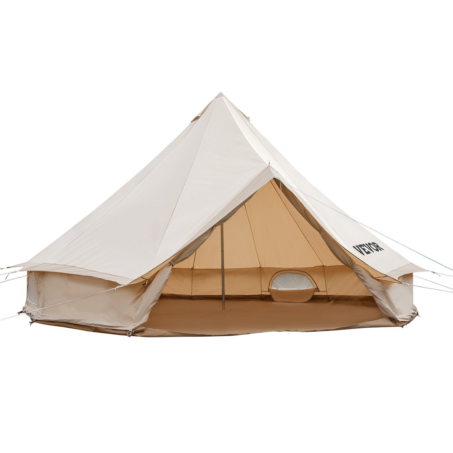 VEVOR 3-5 Person Canvas Glamping Bell Tent, Breathable Waterproof Yurt Tent with Stove Jack and Detachable Side Wall for Family Camping, 10'x 10'x98"(Diameter 3M)