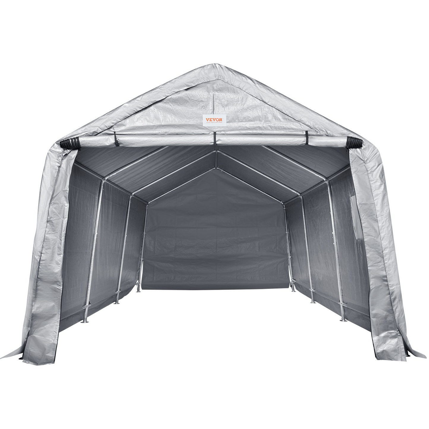 VEVOR Outdoor Portable Storage Shelter Shed, 10x15x8ft Heavy Duty Instant Garage Tent Canopy Carport with Roll-up Zipper Door and Ventilated Windows For Cars, Motorcycle, Bike, Garden Tools