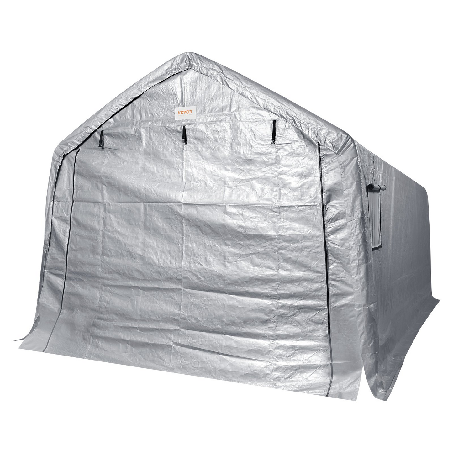 VEVOR Outdoor Portable Storage Shelter Shed, 10x15x8ft Heavy Duty Instant Garage Tent Canopy Carport with Roll-up Zipper Door and Ventilated Windows For Cars, Motorcycle, Bike, Garden Tools