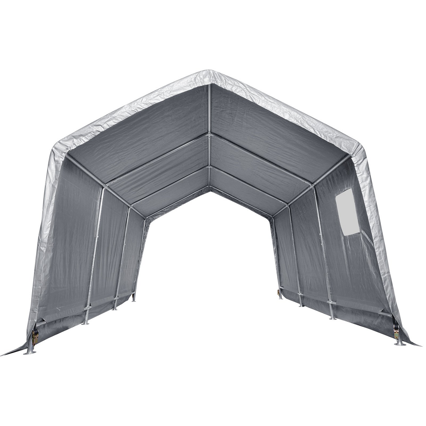 VEVOR Outdoor Portable Storage Shelter Shed, 10x15x8ft Heavy Duty Instant Garage Tent Canopy Carport with Roll-up Zipper Door and Ventilated Windows For Cars, Motorcycle, Bike, Garden Tools