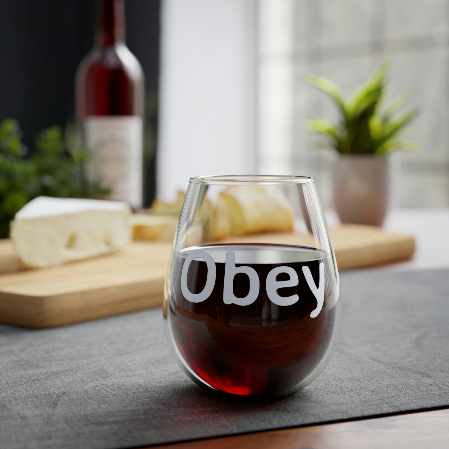 Obey - Stemless Wine Glass, 11.75oz