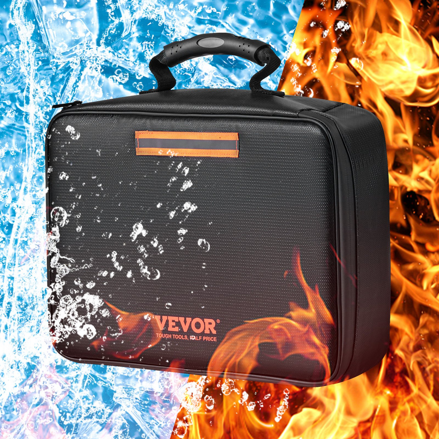 VEVOR Fireproof Document Box, Fireproof Document Bag with Lock 2000℉, 3-layer Fireproof and Waterproof File Box 14.17x10.63x4.13 inch with Zipper, for Money, Documents, Jewelry and Passport