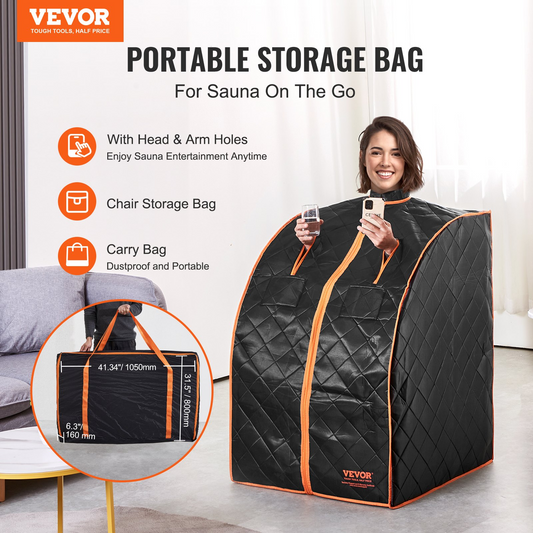 VEVOR Sauna Blanket for Detoxification, 1050W Portable Far Infrared Sauna Tent for Home, 104 - 167℉, 1-60 Minutes Timer , Personal Sauna Box for Home Spa Indoor Black 27.56 x 31.5 x 38.58 inch