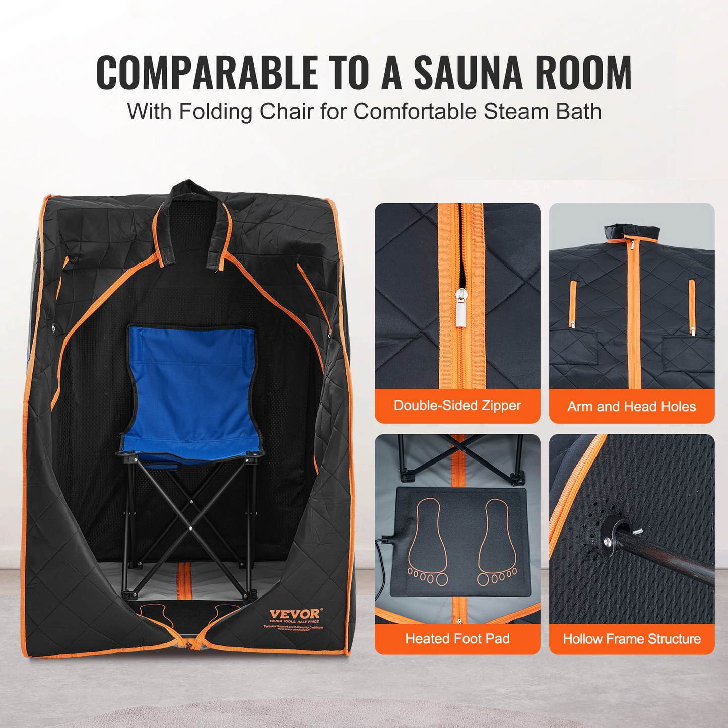 VEVOR Sauna Blanket for Detoxification, 1050W Portable Far Infrared Sauna Tent for Home, 104 - 167℉, 1-60 Minutes Timer , Personal Sauna Box for Home Spa Indoor Black 27.56 x 31.5 x 38.58 inch