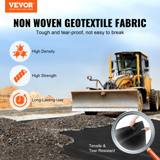 VEVOR Driveway Fabric, 15x20FT Non Woven Geotextile Fabric for Landscaping, Heavy Duty Garden Weed Barrier Fabric, 4OZ Landscape Fabric, French Drains Drainage Fabric, Ground Cover Weed Control Fabric