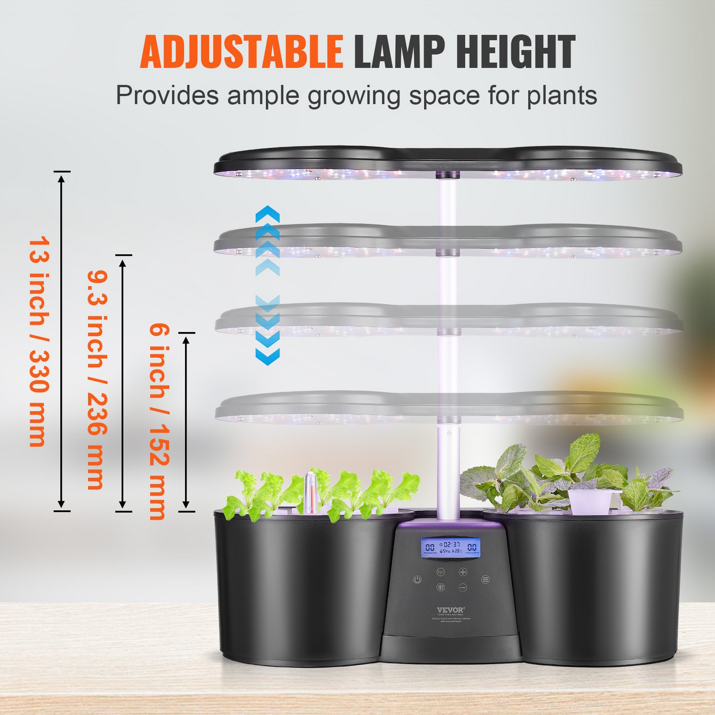 VEVOR Hydroponics Growing System, 12 Pods Indoor Growing System, Indoor Herb Garden with Full-Spectrum LED Grow Light, Indoor Gardening System Height Adjustable, 4.2L Water Tank, Auto Timer