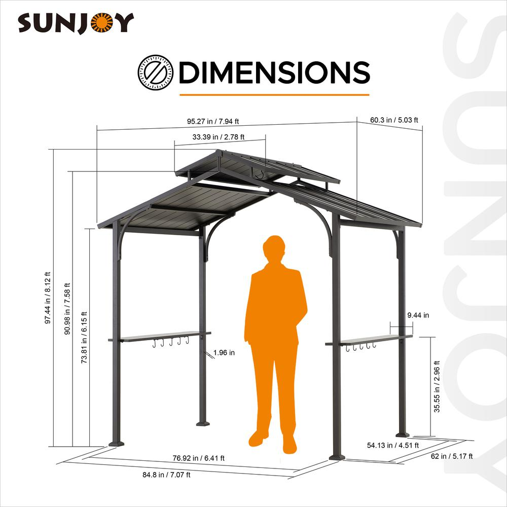 5 ft. x 8 ft. Brown Steel 2-tier Grill Gazebo Hardtop