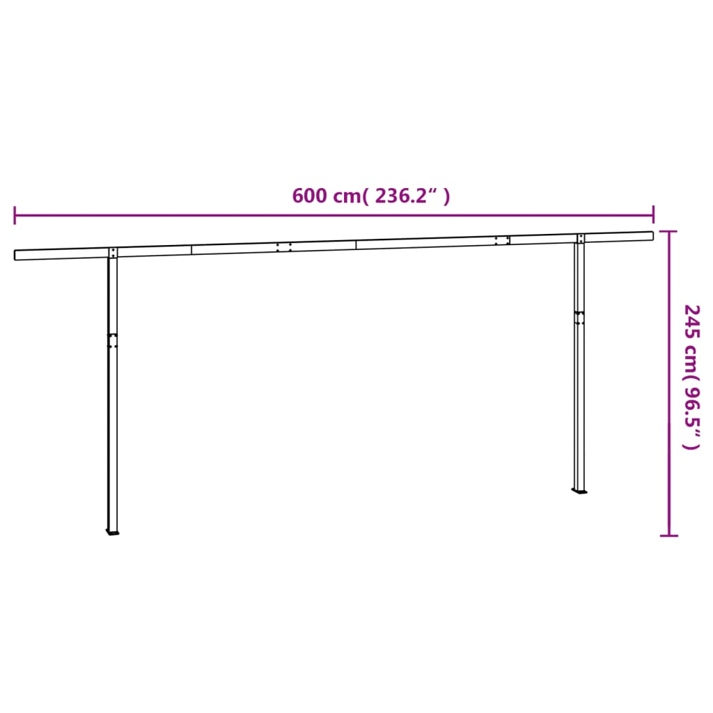 vidaXL Awning Post Set Anthracite 236.2"x96.5" Iron