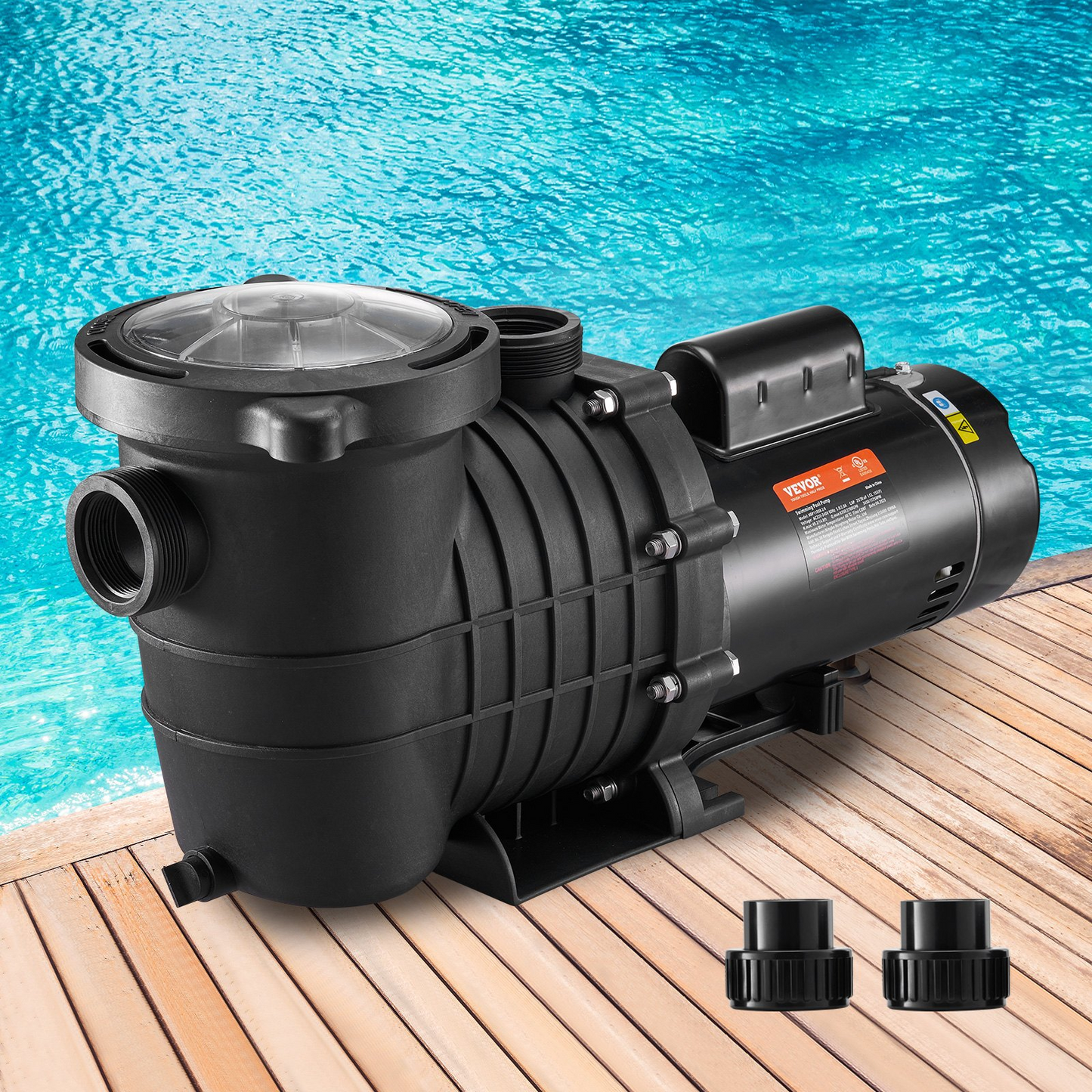 VEVOR Pool Pump 1.5HP 230V, Variable Dual Speed Pumps 1100W for Above Ground Pool, Powerful Self-priming Pump w/ Strainer Filter Basket, 5400 GPH Max. Flow, Energy Saving Swimming Pool Pump