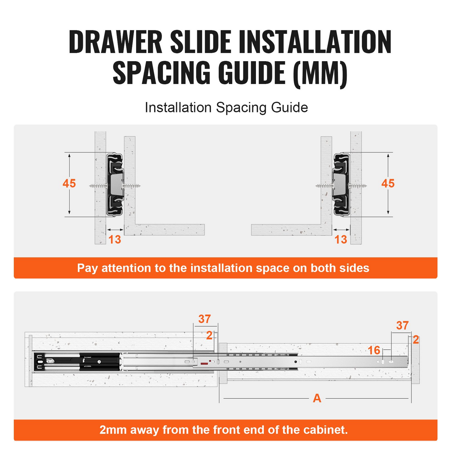 VEVOR 6 Pairs of 22 Inch Drawer Slides Side Mount Rails, Heavy Duty Full Extension Steel Track, Soft-Close Noiseless Guide Glides Cabinet Kitchen Runners with Ball Bearing, 100 Lbs Load Capacity