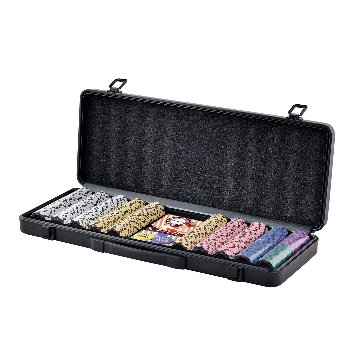 VEVOR Poker Chip Set, 500-Piece Poker Set, Complete Poker Playing Game Set with Carrying  Case, Heavyweight 14 Gram Casino Clay Chips, Cards, Buttons and Dices, for Texas Hold'em, Blackjack, Gambling