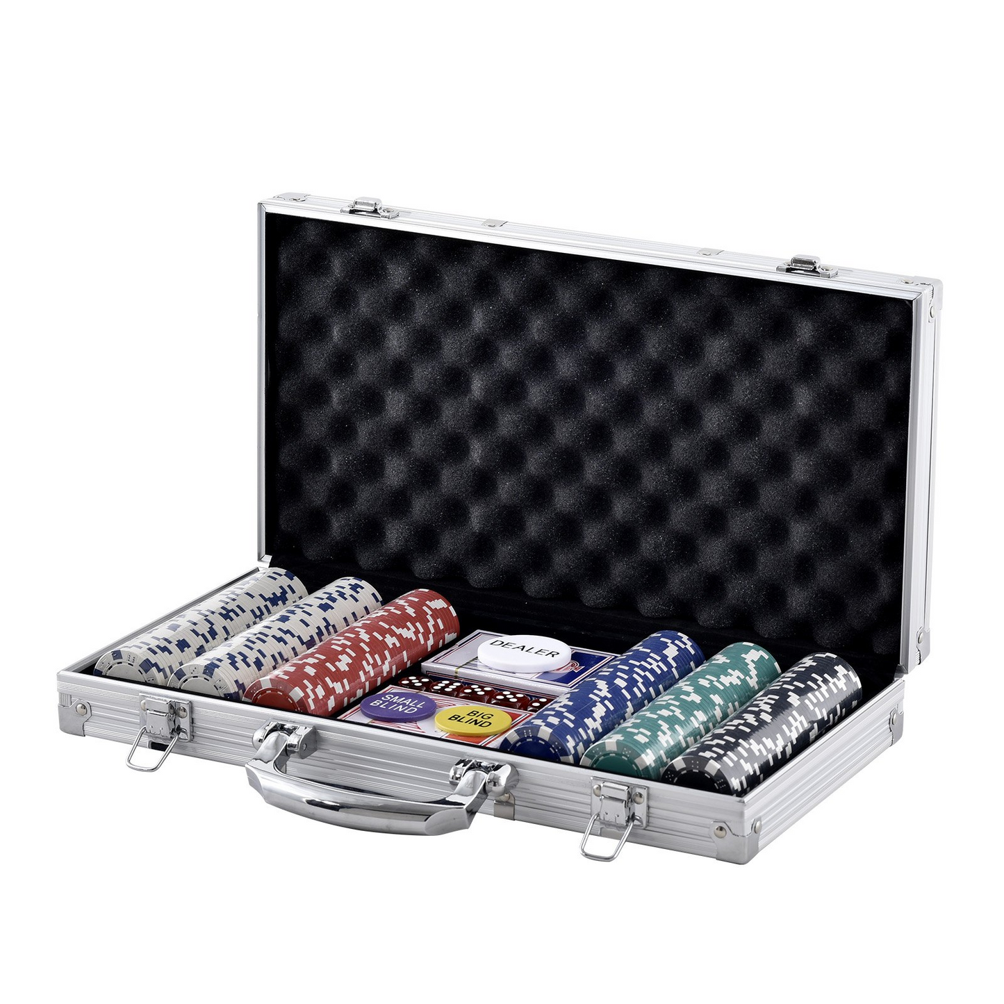 VEVOR Poker Chip Set, 300-Piece Poker Set, Complete Poker Playing Game Set with Aluminum Carrying  Case, 11.5 Gram Casino Chips, Cards, Buttons and Dices, for Texas Hold'em, Blackjack, Gambling