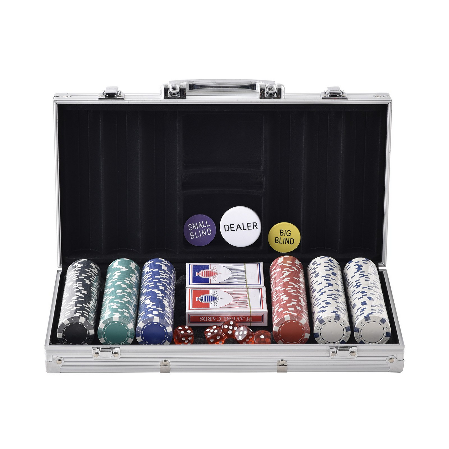 VEVOR Poker Chip Set, 300-Piece Poker Set, Complete Poker Playing Game Set with Aluminum Carrying  Case, 11.5 Gram Casino Chips, Cards, Buttons and Dices, for Texas Hold'em, Blackjack, Gambling