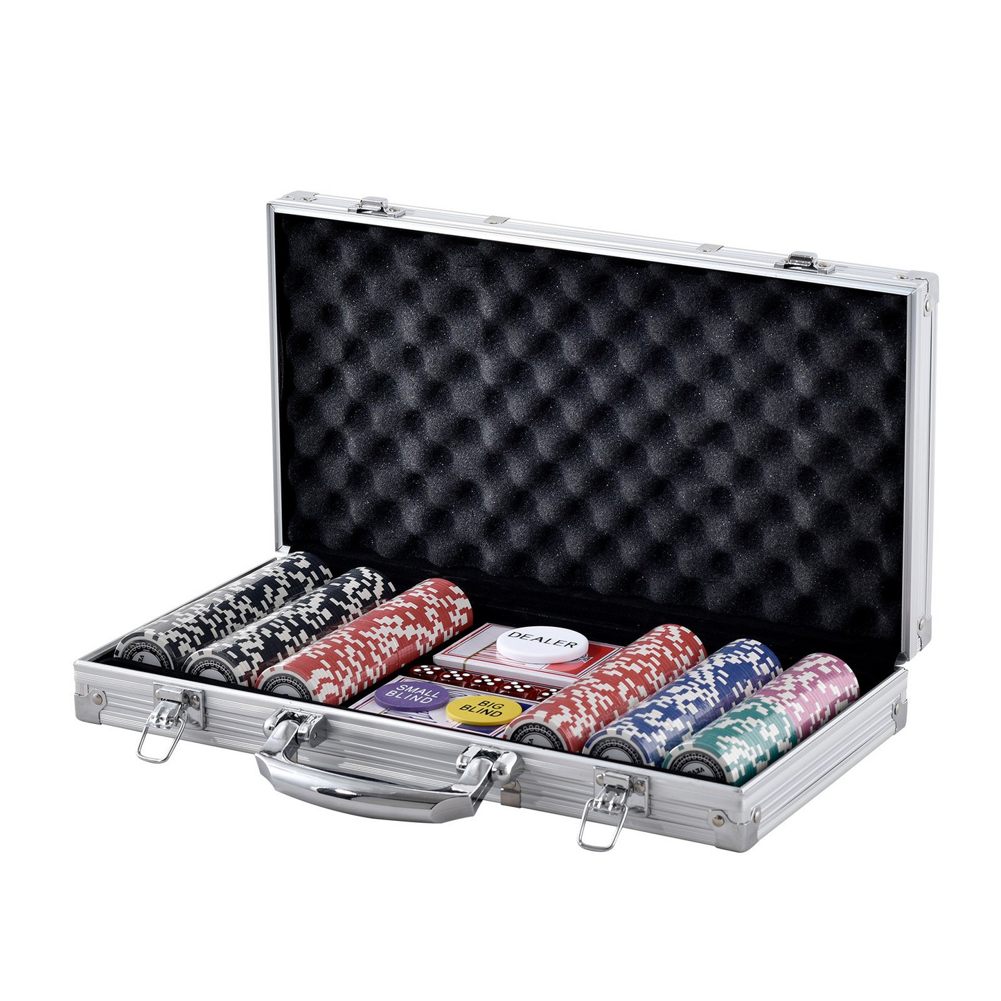 VEVOR Poker Chip Set, 300-Piece Poker Set, Complete Poker Playing Game Set with Aluminum Carrying  Case, 11.5 Gram Casino Chips, Cards, Buttons and Dices, for Texas Hold'em, Blackjack, Gambling