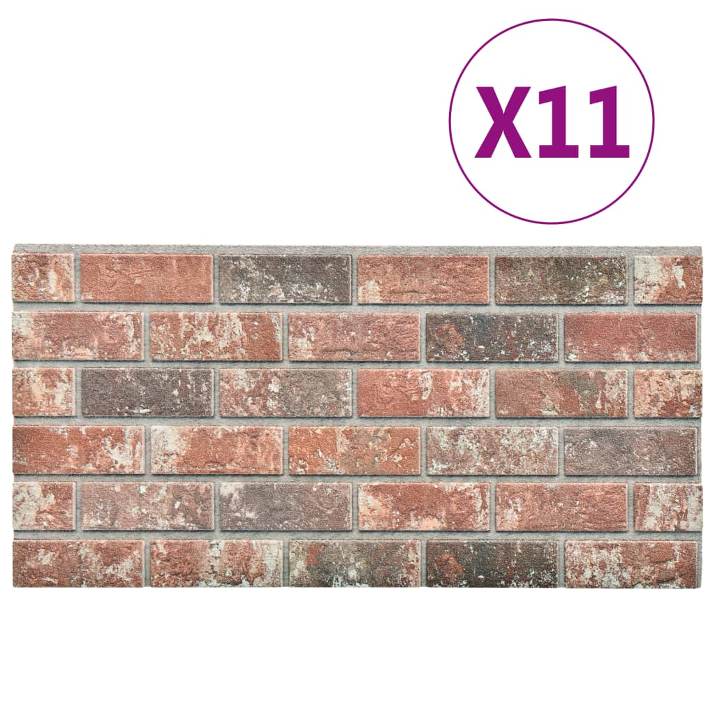 vidaXL 3D Wall Panels with Dark Brown & Gray Brick Design 11 pcs EPS