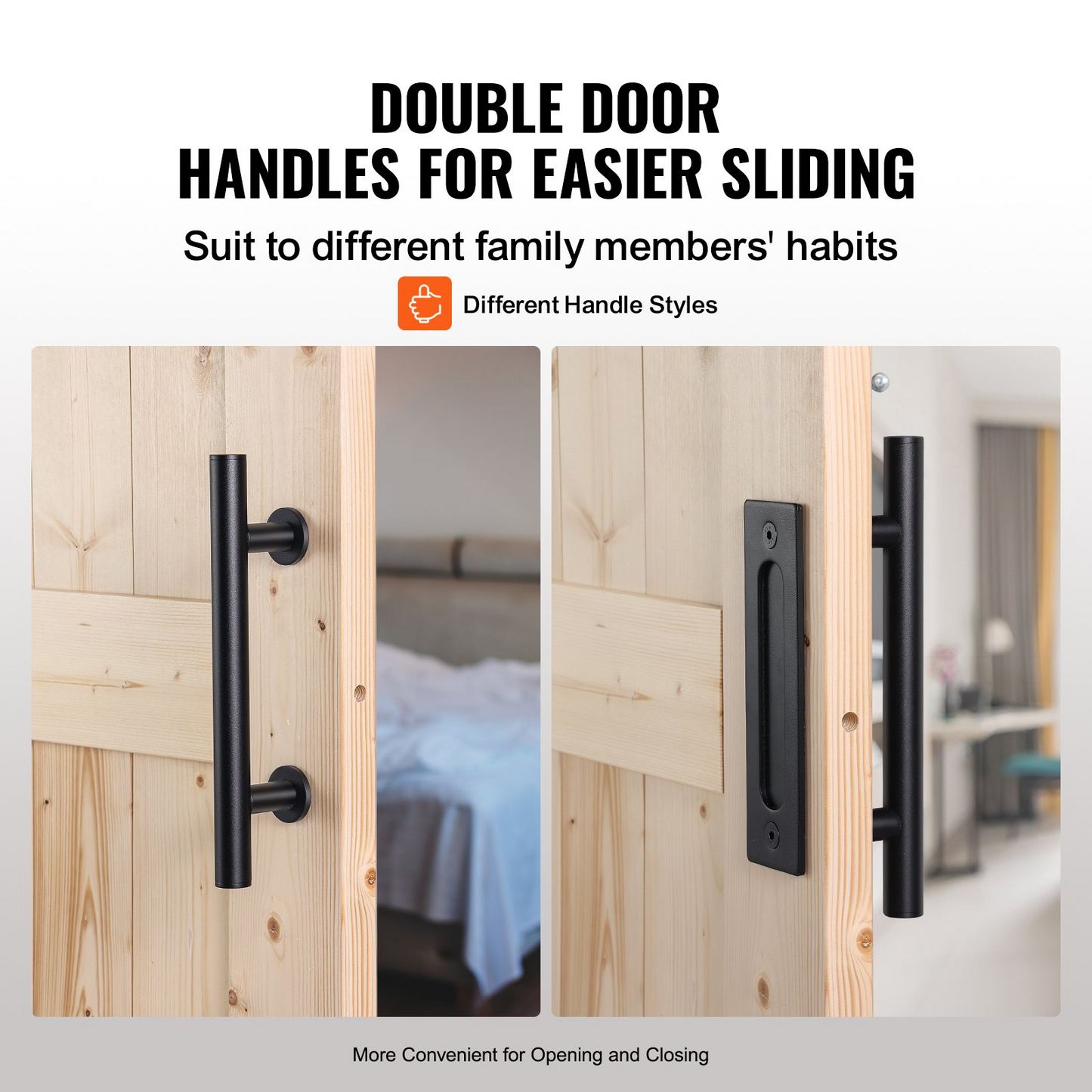 VEVOR Barn Door and Hardware Kit, 30" x 84" Wood Sliding Barn Door, Smoothly and Quietly, Barn Door Kit with 8-in-1 Floor Guide and Door Handle, Spruce Wood Panelled Slab, Easy to Install