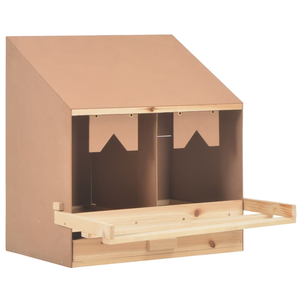 vidaXL Chicken Laying Nest 2 Compartments 24.8"x15.7"x25.6" Solid Pine Wood