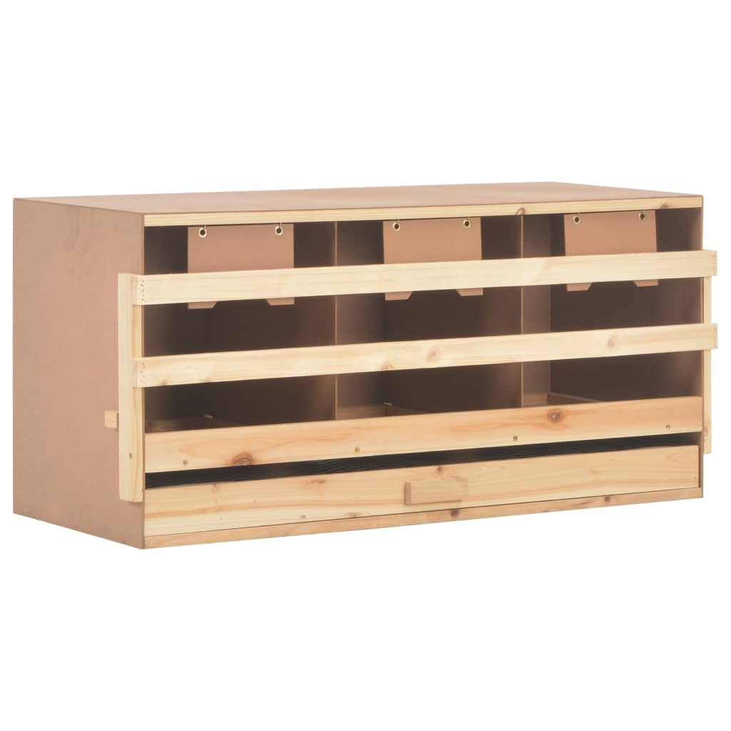 vidaXL Chicken Laying Nest 3 Compartments 37.8"x15.7"x17.7" Solid Pine Wood