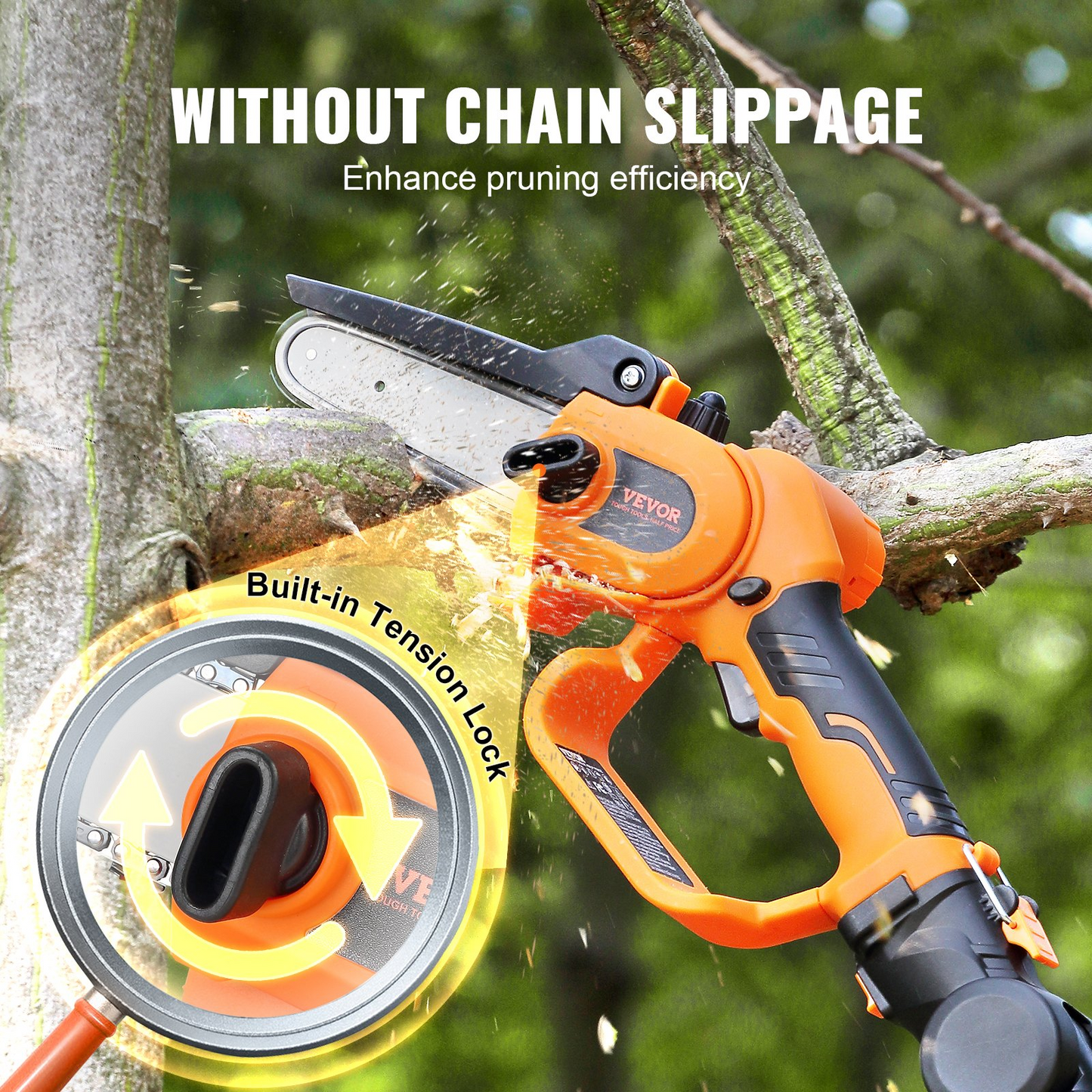 VEVOR 2-in-1 Cordless Pole Saw & Mini Chainsaw, 20V 4Ah Battery Pole Chainsaw, 5" Cutting Capacity 8 ft Reach Pole Saw for Branch Cutting & Tree Trimming (Battery and Blade Cover Included)