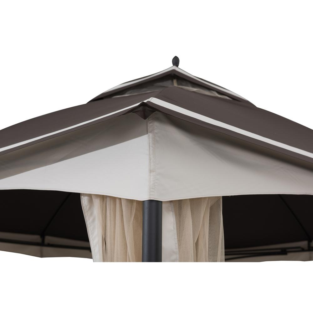 10.5 ft. x 13 ft. Brown and Tan 2-tier Steel Gazebo