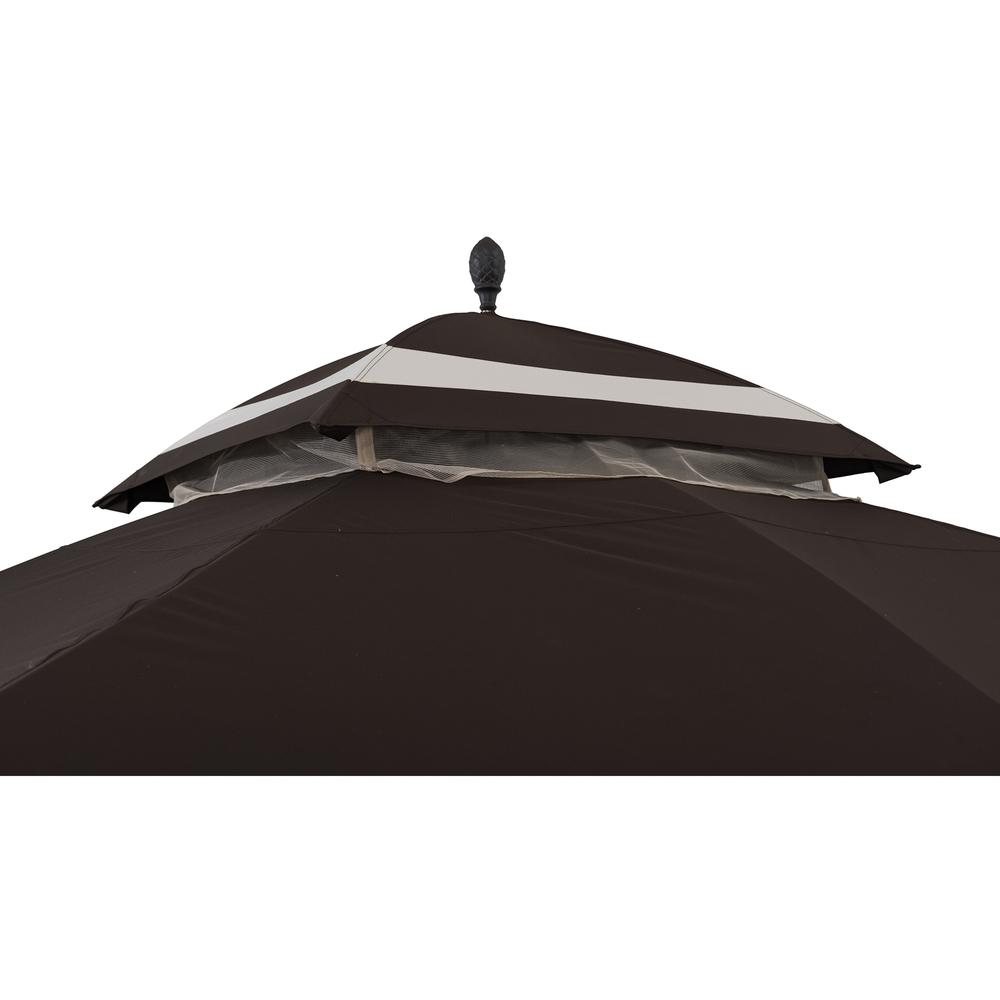 10.5 ft. x 13 ft. Brown and Tan 2-tier Steel Gazebo