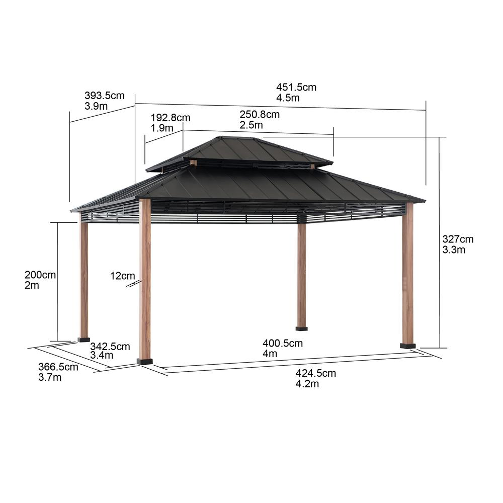 Roberts Outdoor Patio Steel Frame Hardtop Gazebo with 2-Tier  Steel Roof