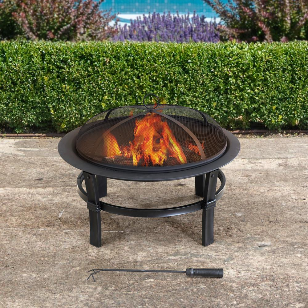 Sunjoy 29 in Hudson Wood-burning Round Firepit for Outside