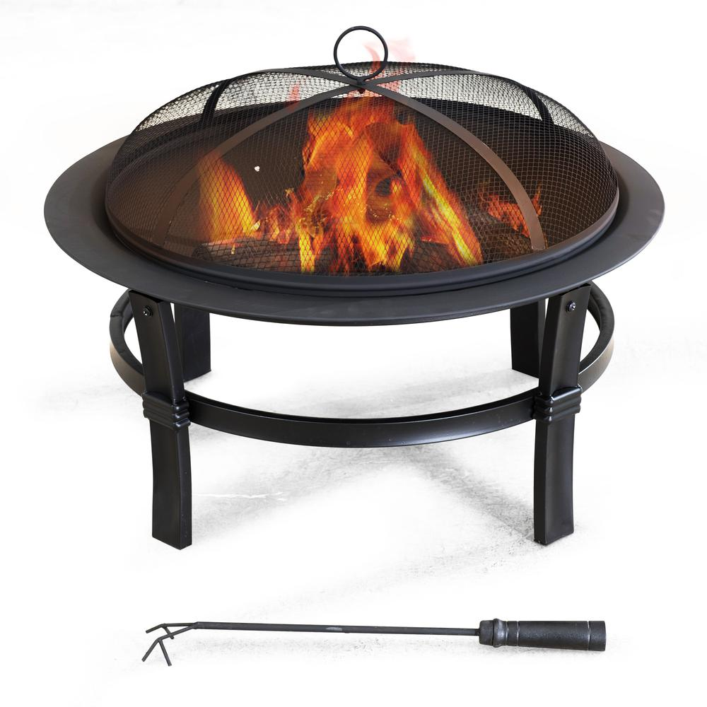 Sunjoy 29 in Hudson Wood-burning Round Firepit for Outside