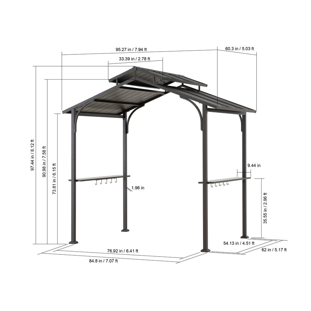 5 ft. x 8 ft. Brown Steel 2-tier Grill Gazebo Hardtop