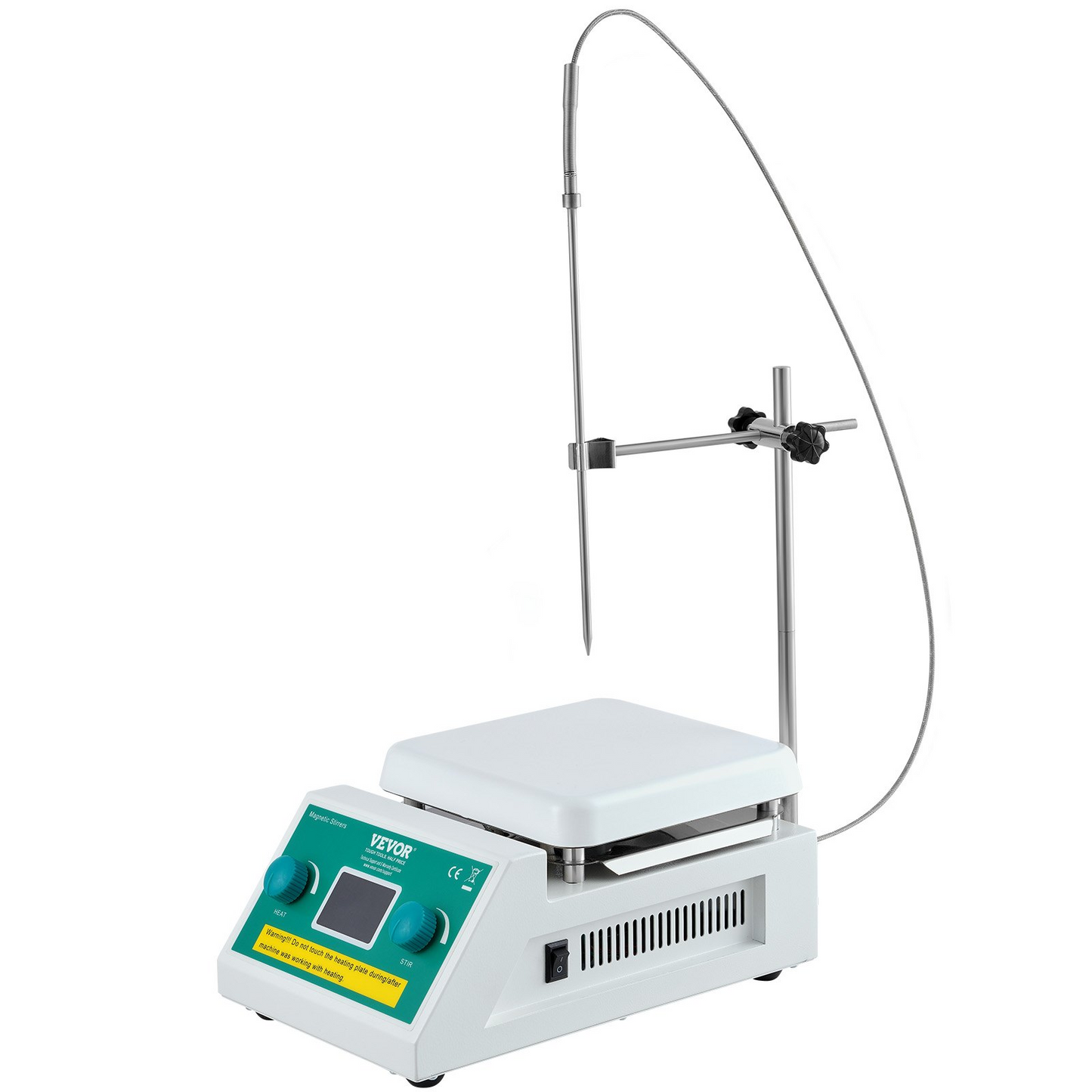 VEVOR Magnetic Stirrer Hot Plate, Max 572°F/300°C, 0-2000 RPM Hot Plate with Magnetic Stirrer, 2000mL Hot Plate Stirrer with LED Screen, Support Stand and Stir Bars Included, 500W Heating Power