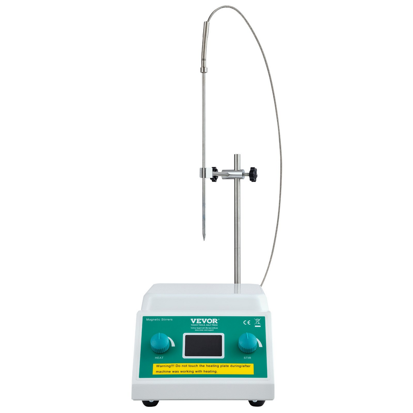 VEVOR Magnetic Stirrer Hot Plate, Max 572°F/300°C, 0-2000 RPM Hot Plate with Magnetic Stirrer, 2000mL Hot Plate Stirrer with LED Screen, Support Stand and Stir Bars Included, 500W Heating Power