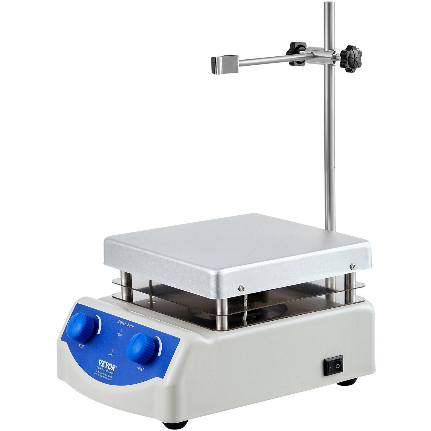 VEVOR Magnetic Stirrer Hot Plate, Max 716°F/380°C, 0-2000 RPM Hot Plate with Magnetic Stirrer, 3000mL Hot Plate Stirrer, Support Stand and Stir Bars Included, 500W Heating Power