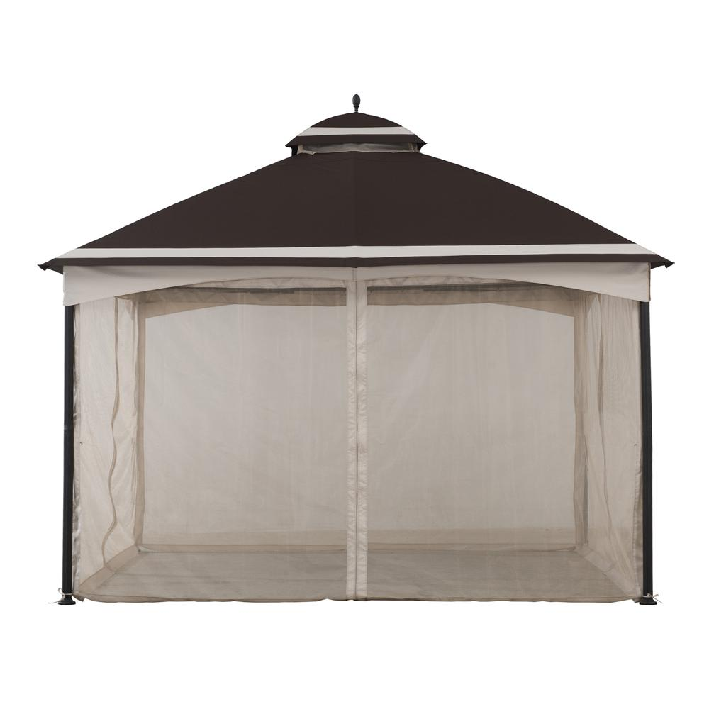 10.5 ft. x 13 ft. Brown and Tan 2-tier Steel Gazebo