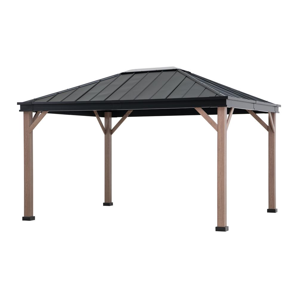 Sunjoy Cedarville 11 x 13 ft Outdoor Black Steel Hardtop Gazebo with Skylight