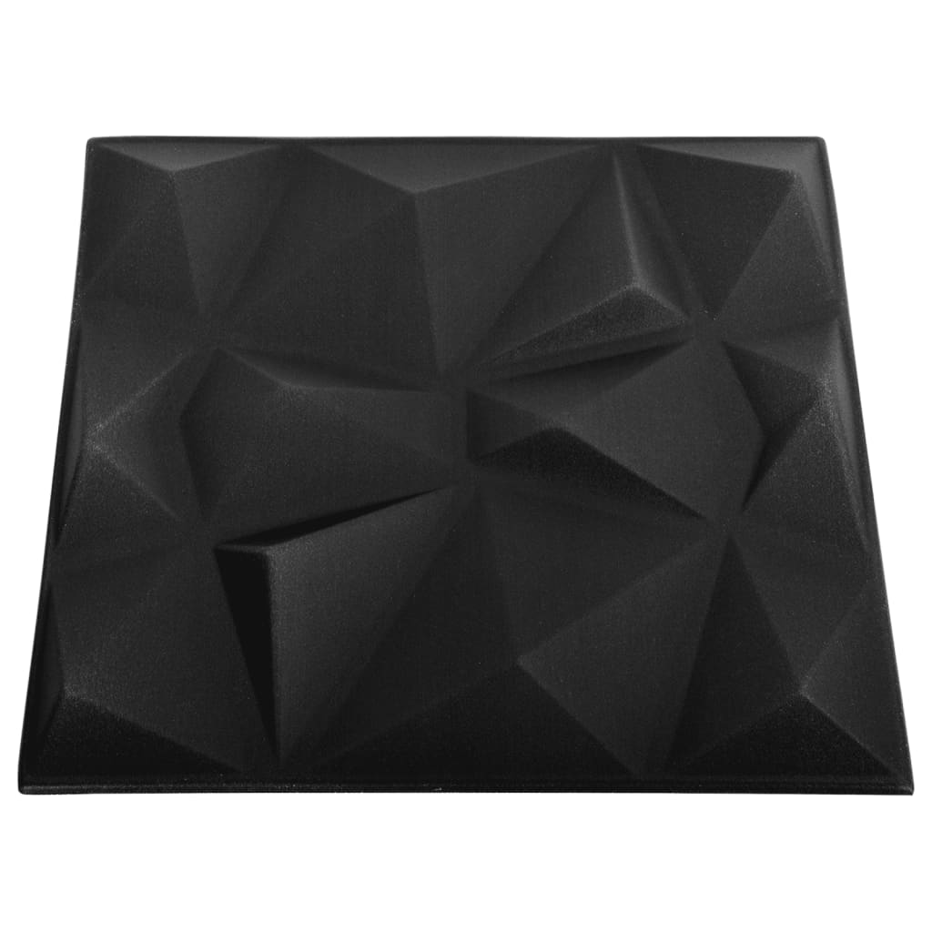 vidaXL 3D Wall Panels 48 pcs 19.7"x19.7" Diamond Black 129.2 ft²