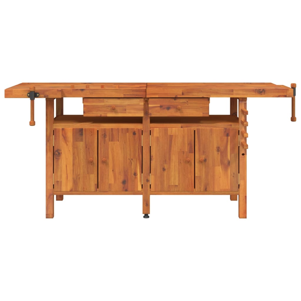 vidaXL Workbench with Drawers and Vices 75.6"x24.4"x32.7" Solid Wood Acacia