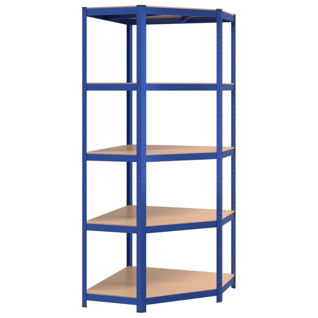 vidaXL 5-Layer Corner Shelf Blue Steel&Engineered Wood