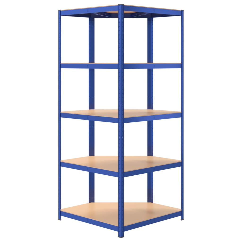 vidaXL 5-Layer Corner Shelf Blue Steel&Engineered Wood